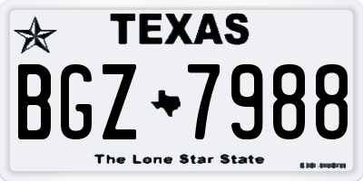 TX license plate BGZ7988