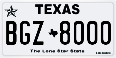 TX license plate BGZ8000