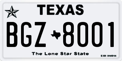 TX license plate BGZ8001