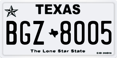 TX license plate BGZ8005