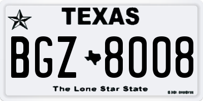 TX license plate BGZ8008