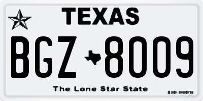 TX license plate BGZ8009