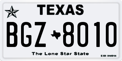 TX license plate BGZ8010