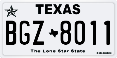 TX license plate BGZ8011