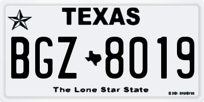TX license plate BGZ8019