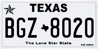 TX license plate BGZ8020