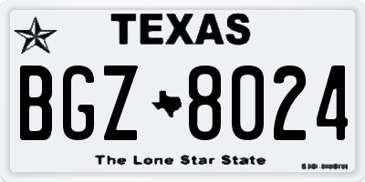TX license plate BGZ8024
