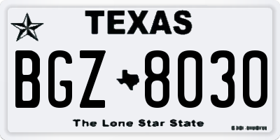 TX license plate BGZ8030