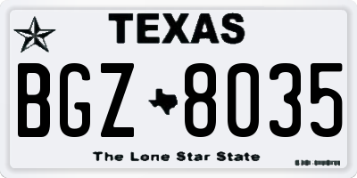 TX license plate BGZ8035
