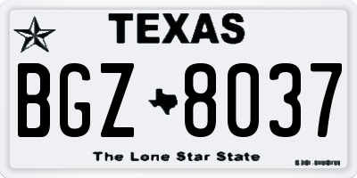 TX license plate BGZ8037