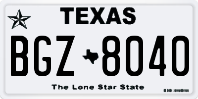 TX license plate BGZ8040