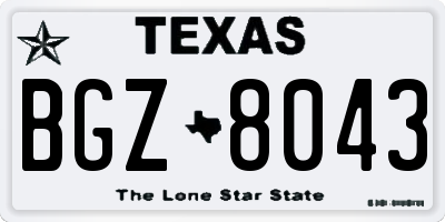 TX license plate BGZ8043