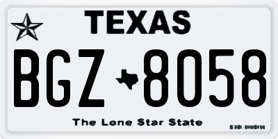 TX license plate BGZ8058