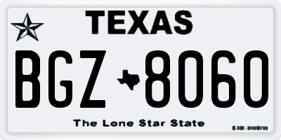 TX license plate BGZ8060