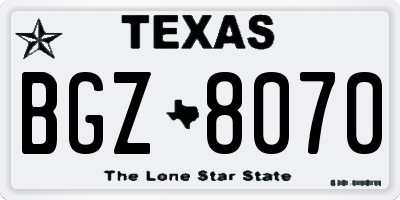 TX license plate BGZ8070