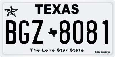 TX license plate BGZ8081