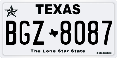 TX license plate BGZ8087