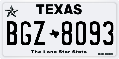 TX license plate BGZ8093