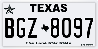 TX license plate BGZ8097