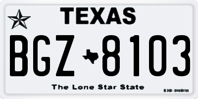 TX license plate BGZ8103