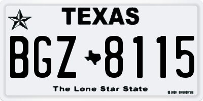 TX license plate BGZ8115