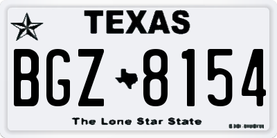TX license plate BGZ8154