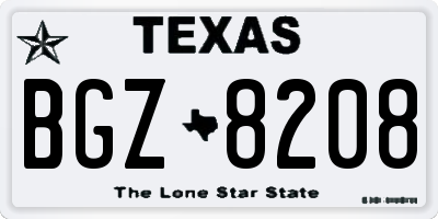 TX license plate BGZ8208