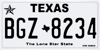 TX license plate BGZ8234
