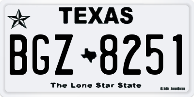 TX license plate BGZ8251
