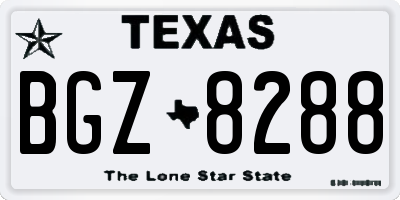TX license plate BGZ8288