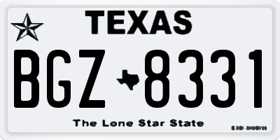 TX license plate BGZ8331