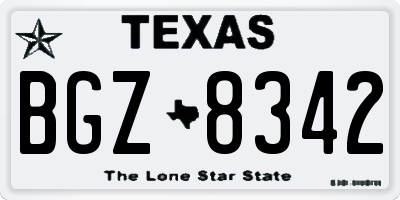 TX license plate BGZ8342