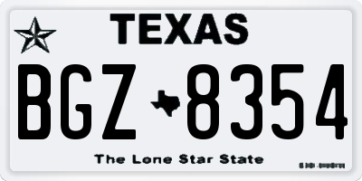 TX license plate BGZ8354