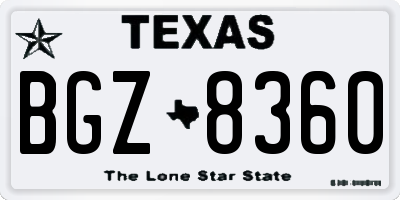 TX license plate BGZ8360