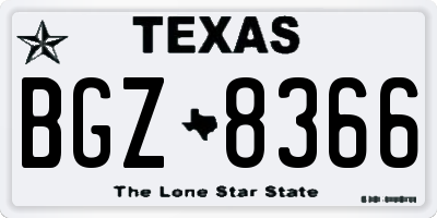 TX license plate BGZ8366