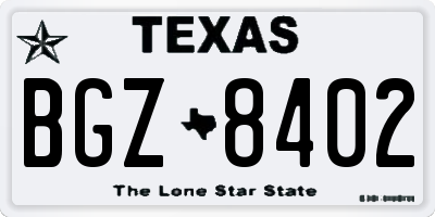 TX license plate BGZ8402