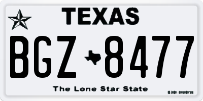TX license plate BGZ8477
