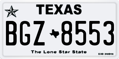 TX license plate BGZ8553