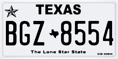 TX license plate BGZ8554