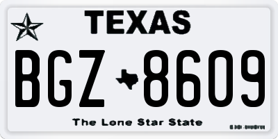 TX license plate BGZ8609
