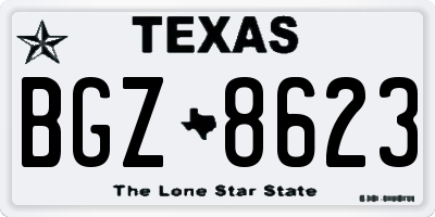 TX license plate BGZ8623