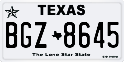 TX license plate BGZ8645