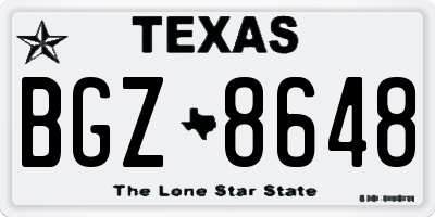 TX license plate BGZ8648