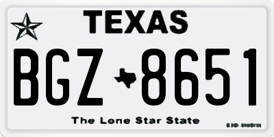 TX license plate BGZ8651