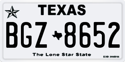 TX license plate BGZ8652