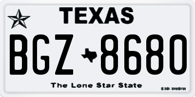TX license plate BGZ8680