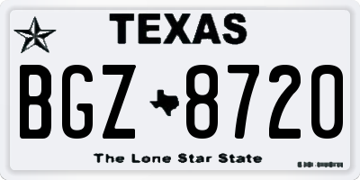 TX license plate BGZ8720