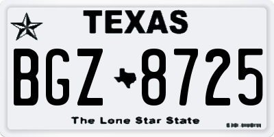 TX license plate BGZ8725