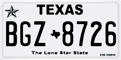 TX license plate BGZ8726