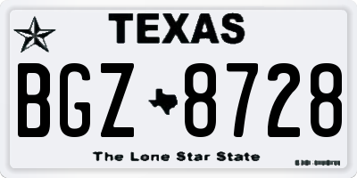 TX license plate BGZ8728